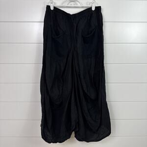 People Like Frank Bubble Hem 100% Linen Midi Skirt Black sz 4